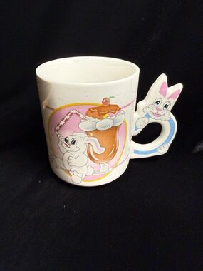 Vintage Bunny Rabbit Kitsch Pink Colorful Dessert Ice Cream Spring Easter Mug